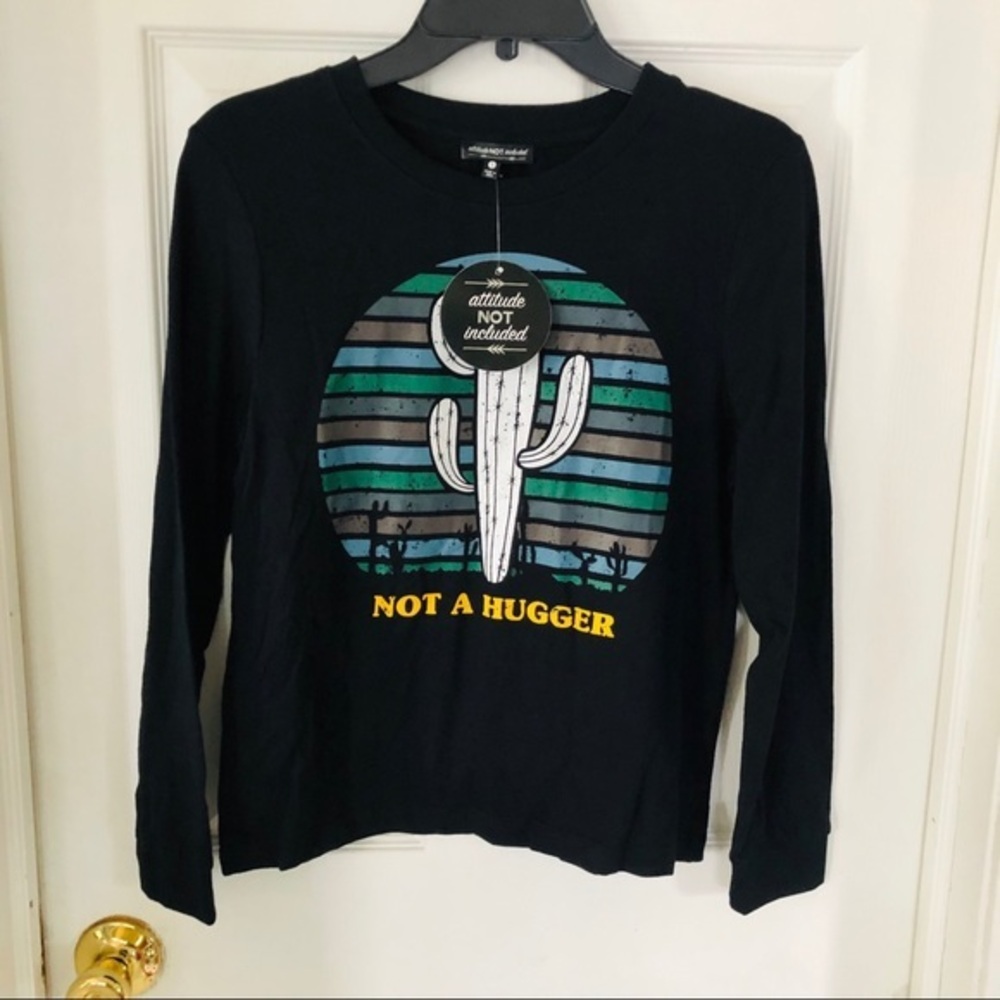 NWT black striped cotton cactus not a hugger black long sleeve shirt size small